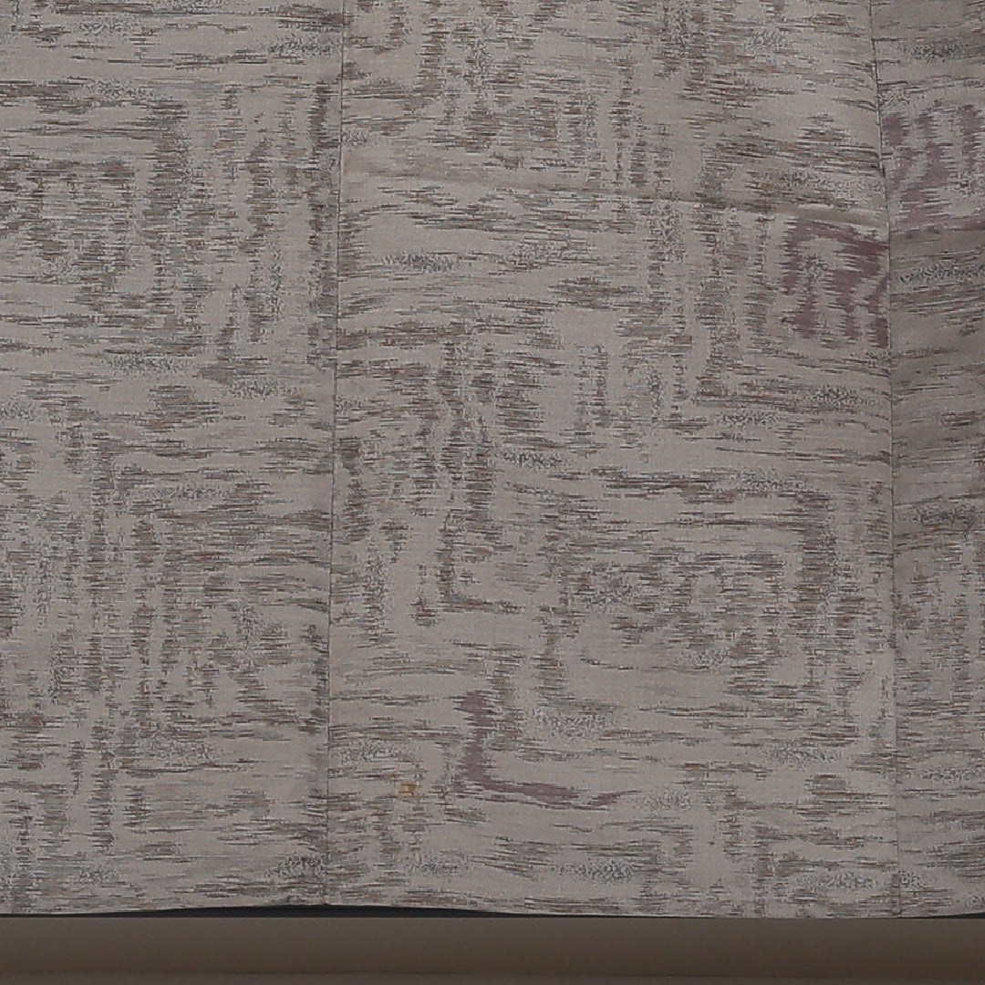 紬 単衣 身丈157cm 裄丈62cm 正絹 Cランク Mサイズ バチ衿 カジュアル 創作柄 グレー系 1216-02964