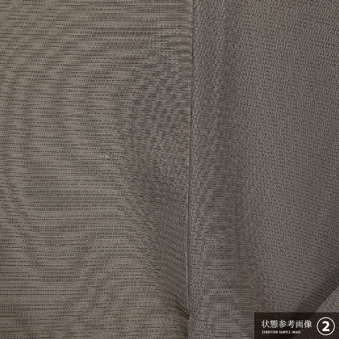 色無地 身丈154cm 裄丈62.5cm Bランク S 正絹 単衣 広衿 地紋あり 一つ紋 丸に地紙 亀甲 菊 セミフォーマル 緑系 1214-12237