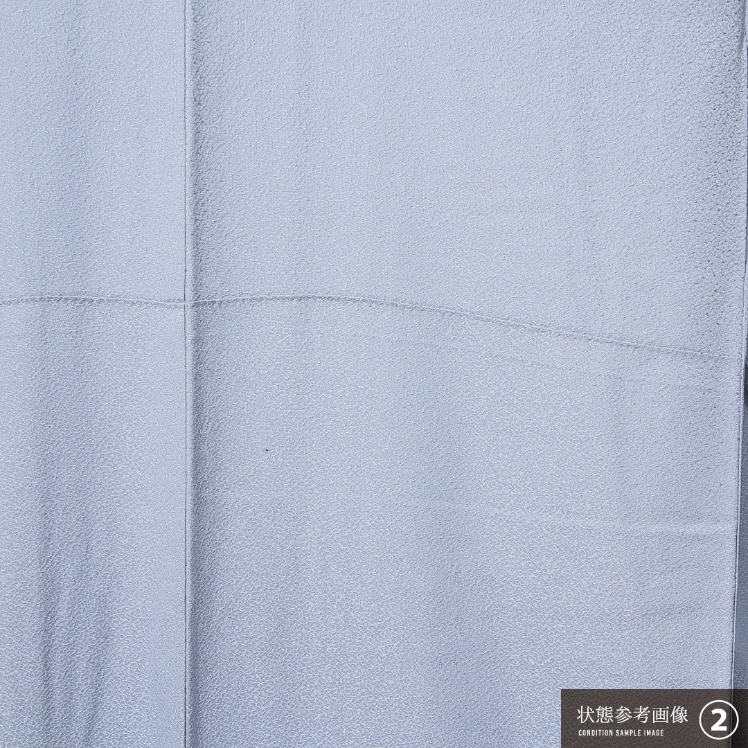 色無地 袷 身丈158cm 裄丈63cm 正絹 Aランク Mサイズ バチ衿 インフォーマル ふくれ織 水色系 1214-14966