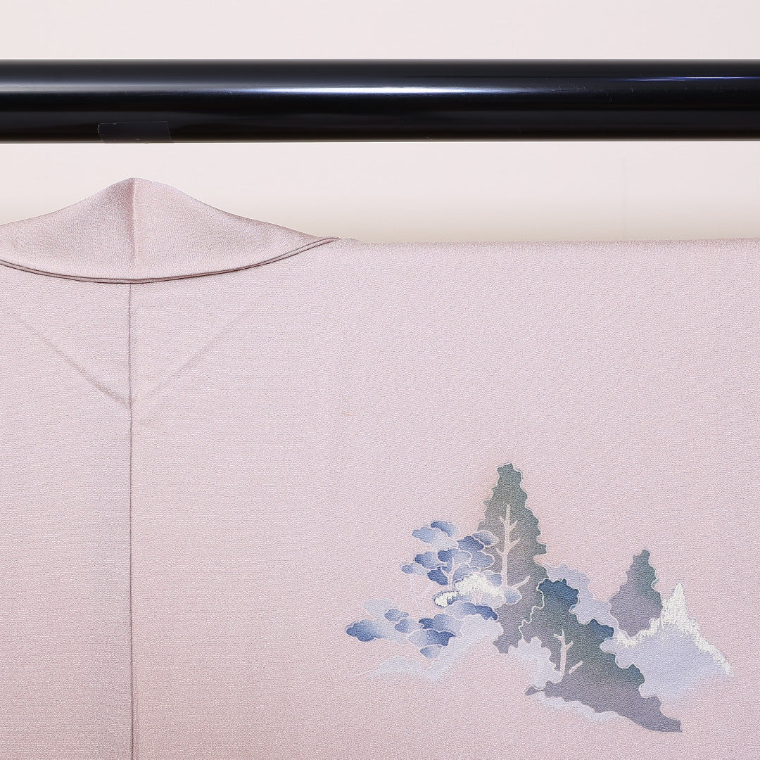 訪問着 袷 身丈156cm 裄64.52cm 正絹 風景 寺院 Aランク 1212-00693