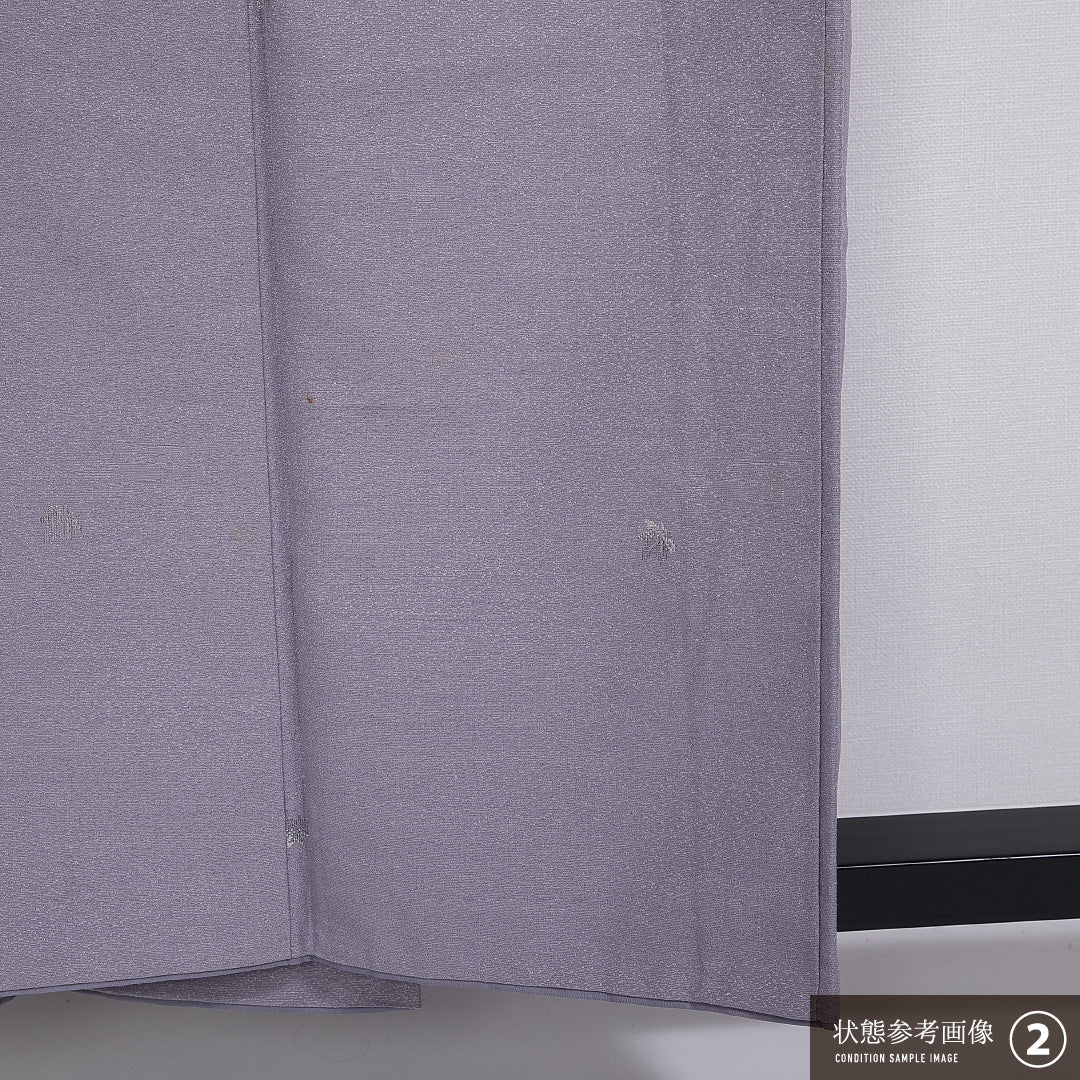 小紋 袷 身丈153cm 裄丈64cm 正絹 Bランク インフォーマル 広衿 Sサイズ 織り出し 紅葉 紫系 RP 1221-11359