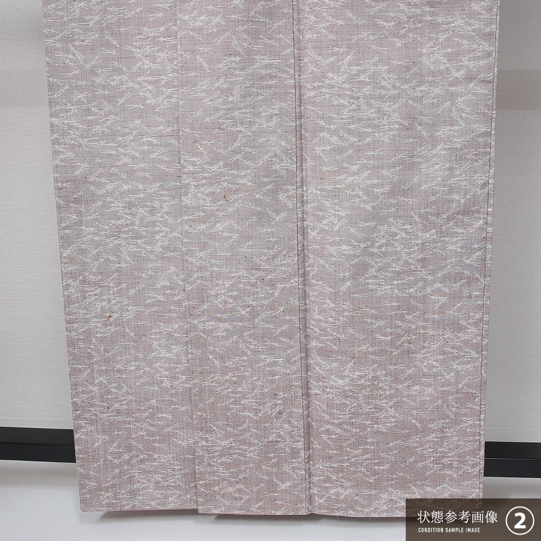 紬 袷 身丈156cm 裄丈63cm 正絹 Bランク Mサイズ 広衿 カジュアル 松葉 紫系 1216-14998