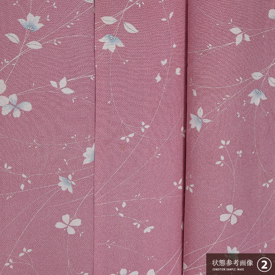小紋 袷 身丈155cm 裄丈64cm 正絹 Cランク インフォーマル 広衿 Mサイズ 花柄 ピンク系 LP 1221-11431