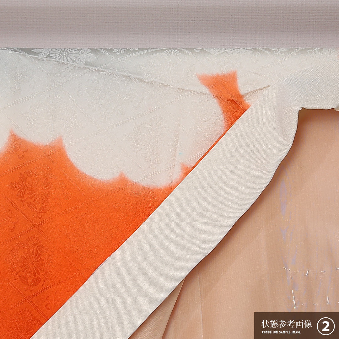 長襦袢 袷 身丈133cm 裄丈66cm 正絹 Aランク XLサイズ 菱 朱系 RP 1239-12683