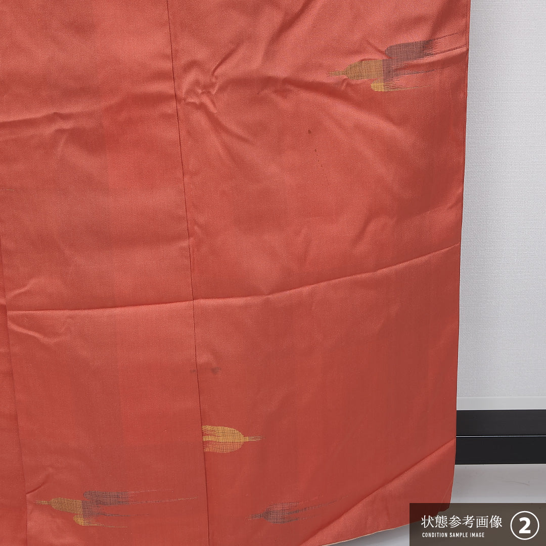 小紋 袷 身丈158cm 裄丈63cm 正絹 Bランク インフォーマル 広衿 Mサイズ 燕 朱系 GP 1221-11933