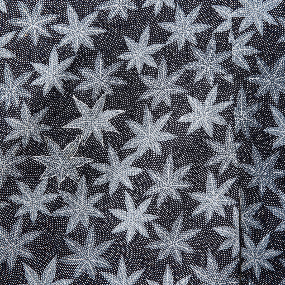 小紋 身丈154cm 裄丈63cm S 正絹 Bランク 袷 広衿 紅葉 刺繍 銀糸 1215-10528