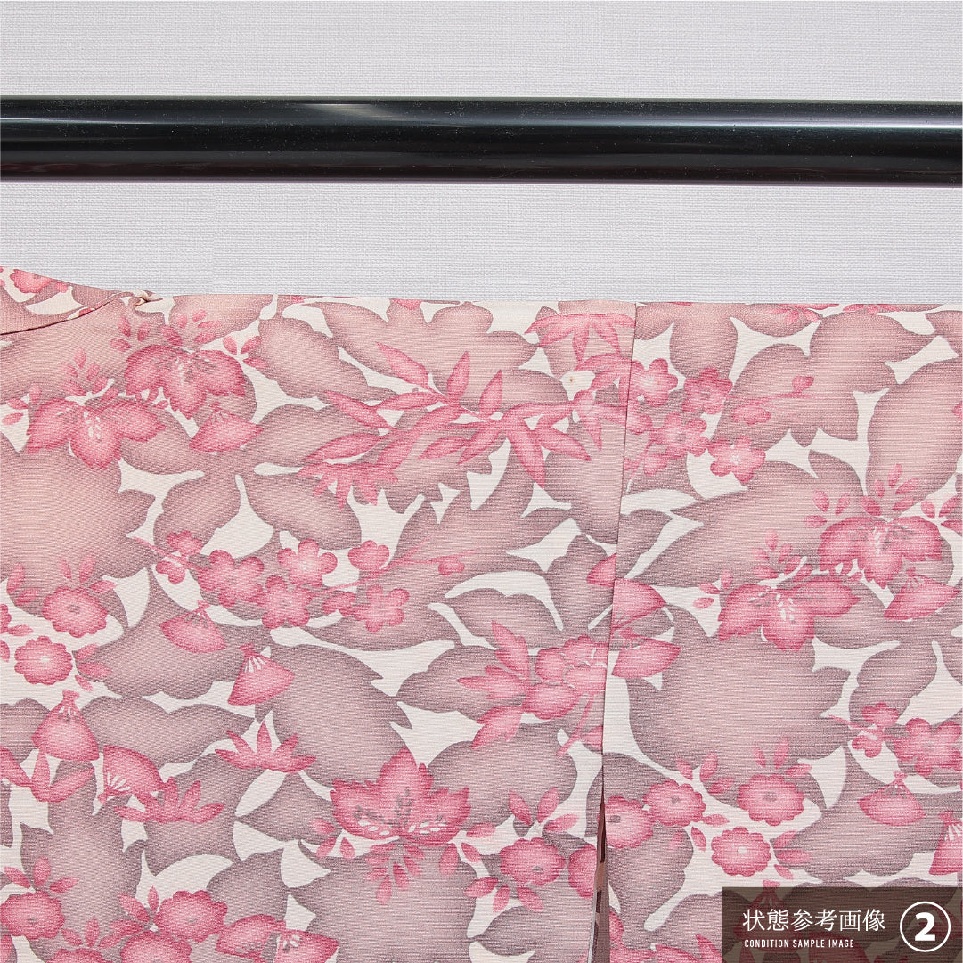 羽織 袷 身丈79cm 裄丈64cm 正絹 Aランク カジュアル Mサイズ 花柄 クリーム系 RP 1232-16124