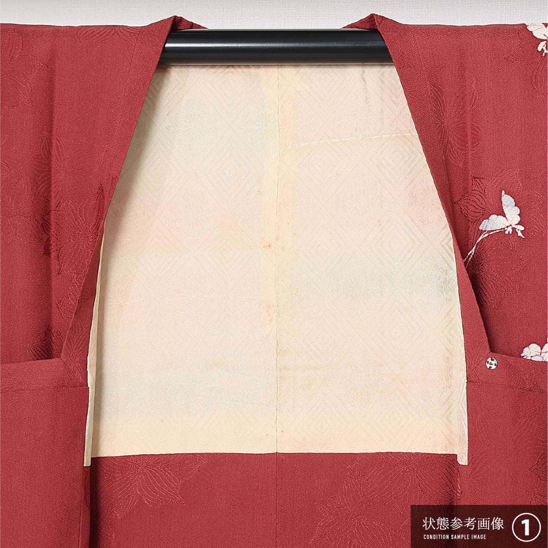 道行コート 袷 身丈79cm 裄丈62cm 正絹 Aランク インフォーマル Sサイズ 蝶 ピンク系 RP 1237-12866