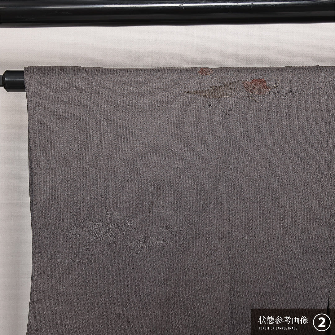 道中着 袷 身丈79cm 裄丈64cm 正絹 Bランク セミフォーマル Mサイズ 植物柄 グレー系 HP 1236-13937