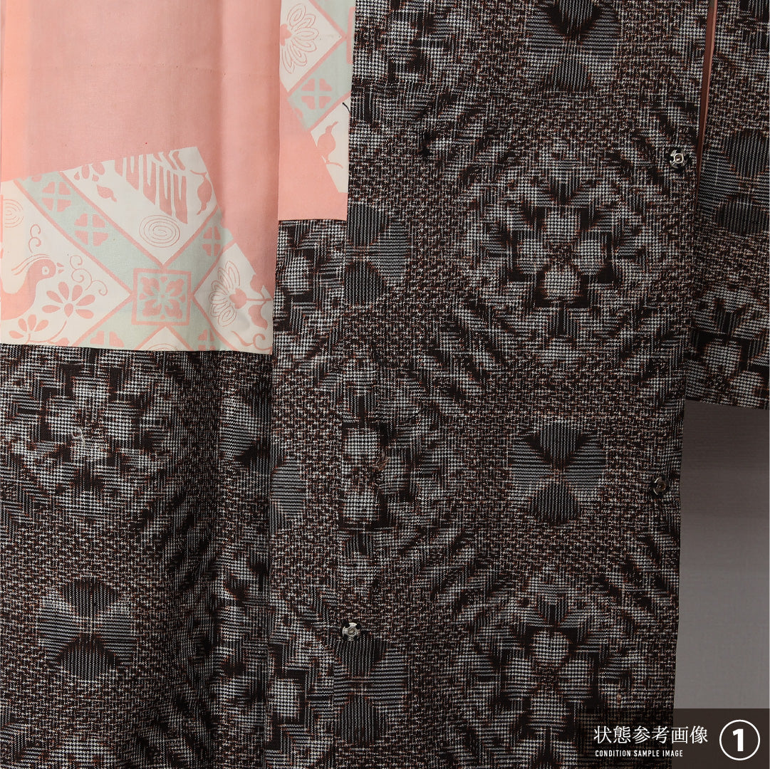 道行コート (大島紬) 袷 身丈86cm 裄丈65cm 正絹 Aランク セミフォーマル Mサイズ 龍郷 茶系 RP 1237-12716