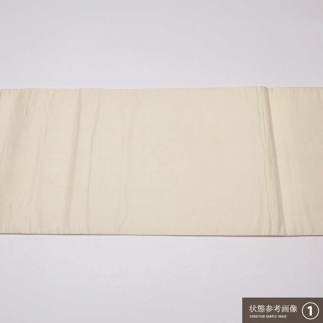 袋帯 帯丈412cm 六通 鶴 松 フォーマル 朱系 正絹 Aランク 1223-01325