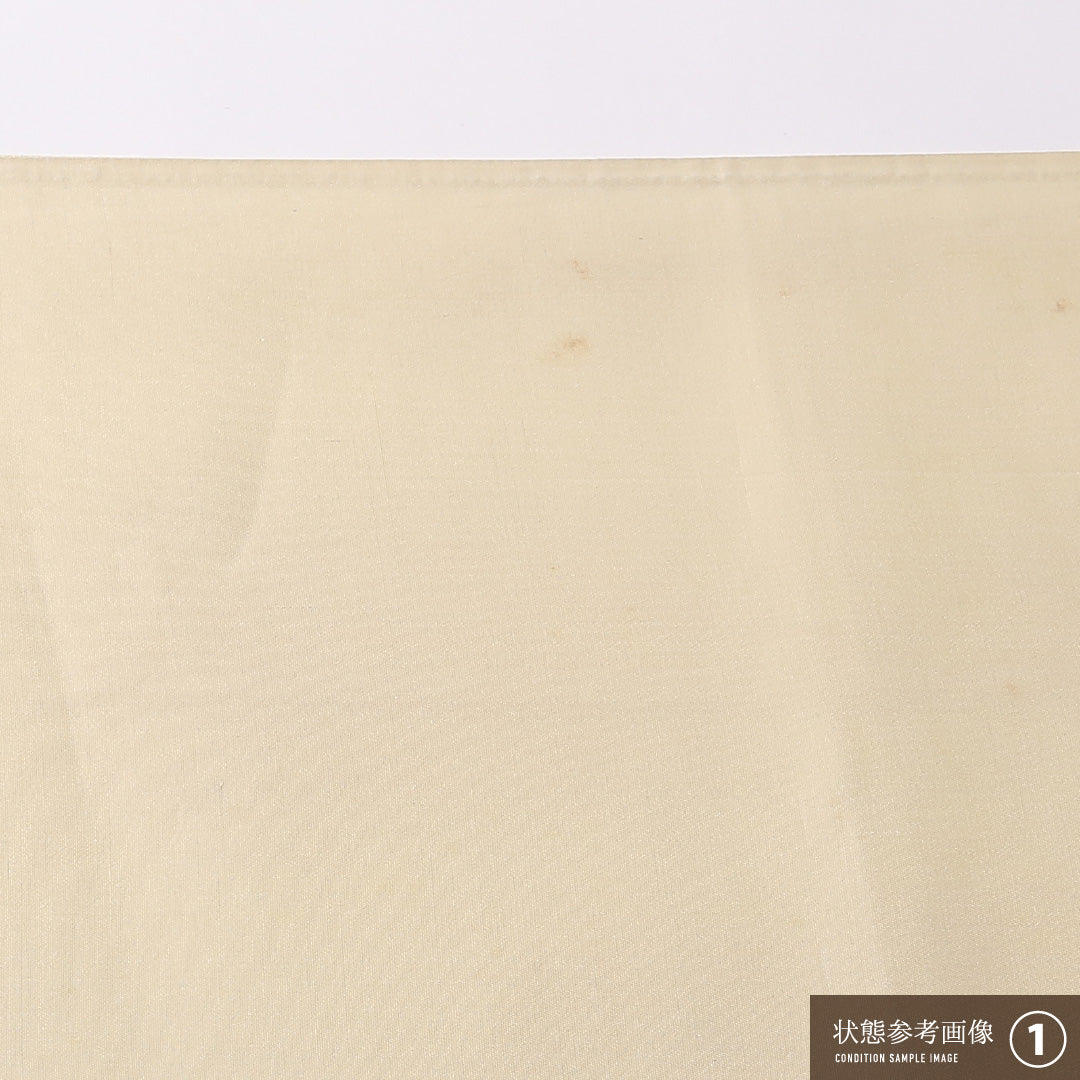 袋帯 帯丈416cm 正絹 六通 帯端のみ未仕立て 帯芯なし フォーマル 唐草鳳凰文 金系 ベージュ系 1243-01618