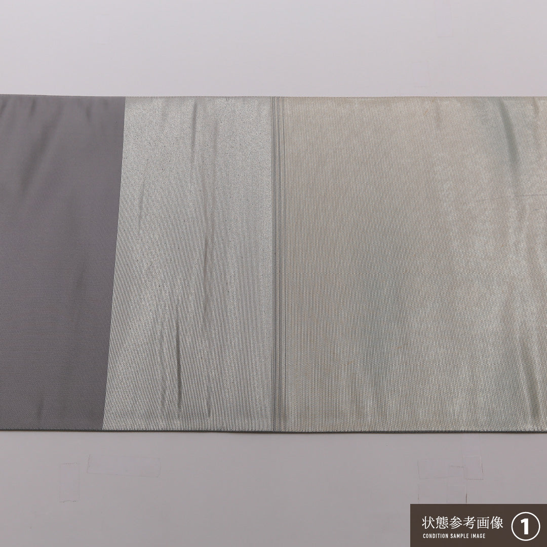 袋帯 帯丈440cm 六通 セミフォーマル Bランク 正絹 引箔 水色系 創作 クリーム系 1223-01430