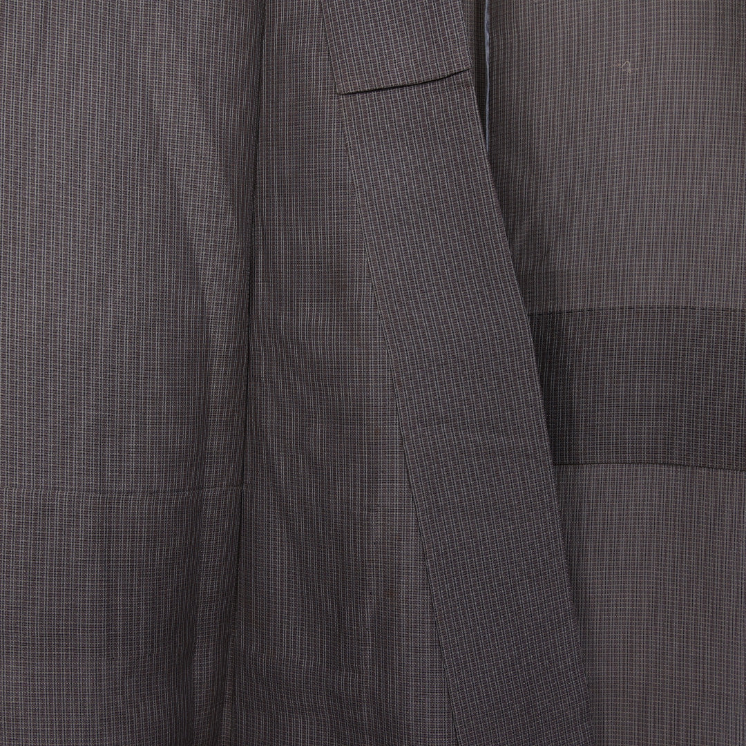 男着物 夏物 紗 身丈134cm 裄丈67cm 正絹 Sランク XSサイズ バチ衿 カジュアル 縞 クリーム系 茶系 1219-06290