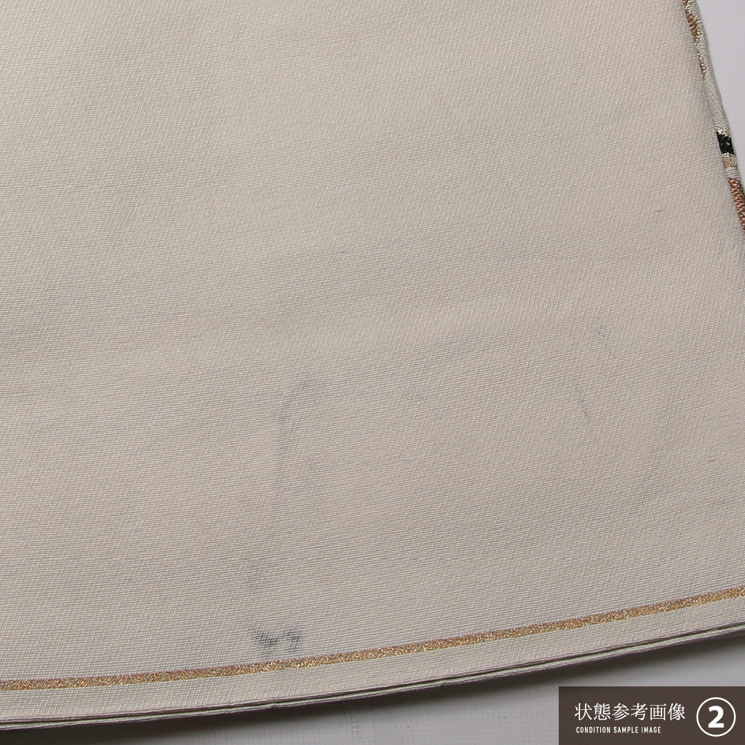 レトロ 袋帯 帯丈412cm 六通 宝相華 フォーマル クリーム系 正絹 Aランク 1223-01355