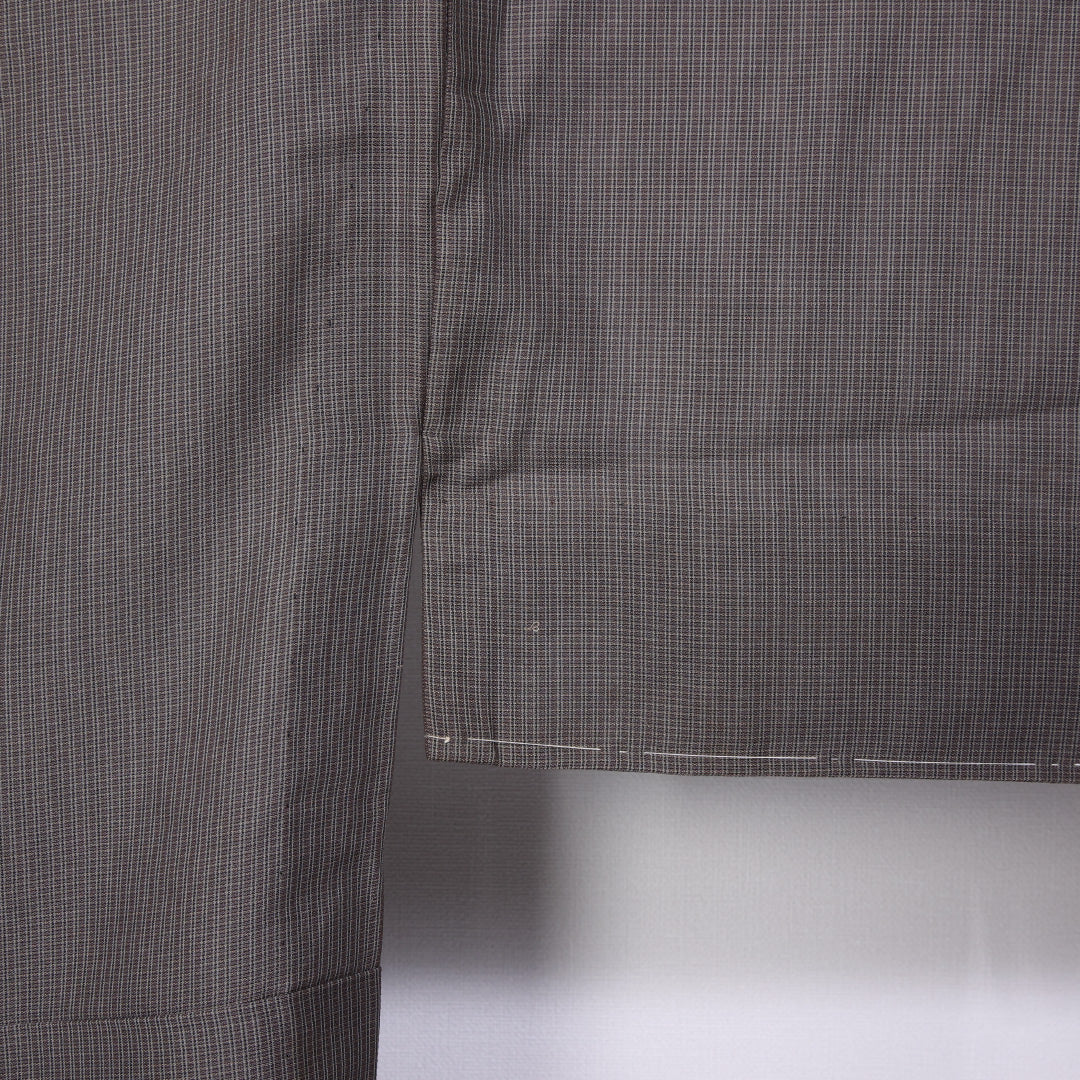 男着物 夏物 紗 身丈134cm 裄丈67cm 正絹 Sランク XSサイズ バチ衿 カジュアル 縞 クリーム系 茶系 1219-06290