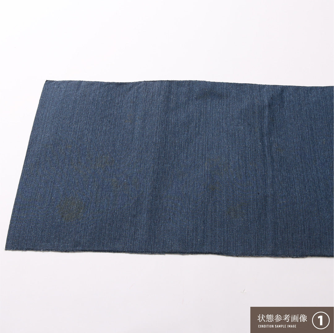 八寸名古屋帯 Aランク 帯丈355cm 正絹 六通 松葉仕立て 織り カジュアル 紬 裂取り 青系 RP 1245-02986