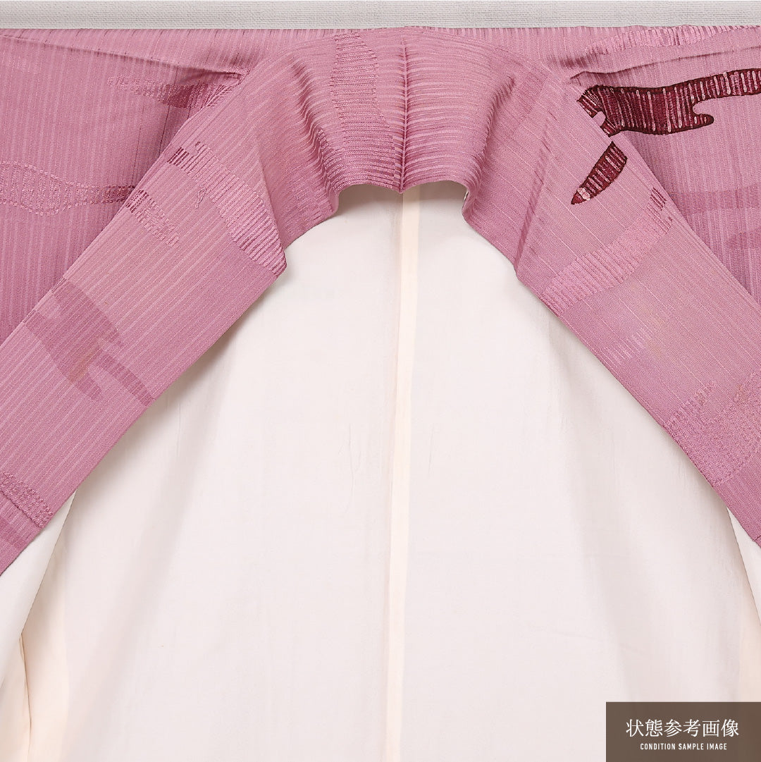 付下げ 袷 身丈159cm 裄丈64cm 正絹 Aランク インフォーマル 広衿 Mサイズ 織り出し 創作柄 ピンク系 RP 1218-13571