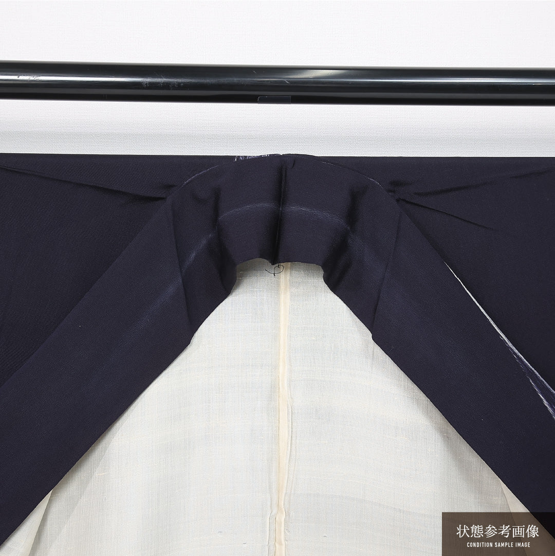 アンティーク お召 身丈149cm 裄丈64cm Bランク XS 正絹 袷 広衿 モダン 創作 紫系 1265-11902