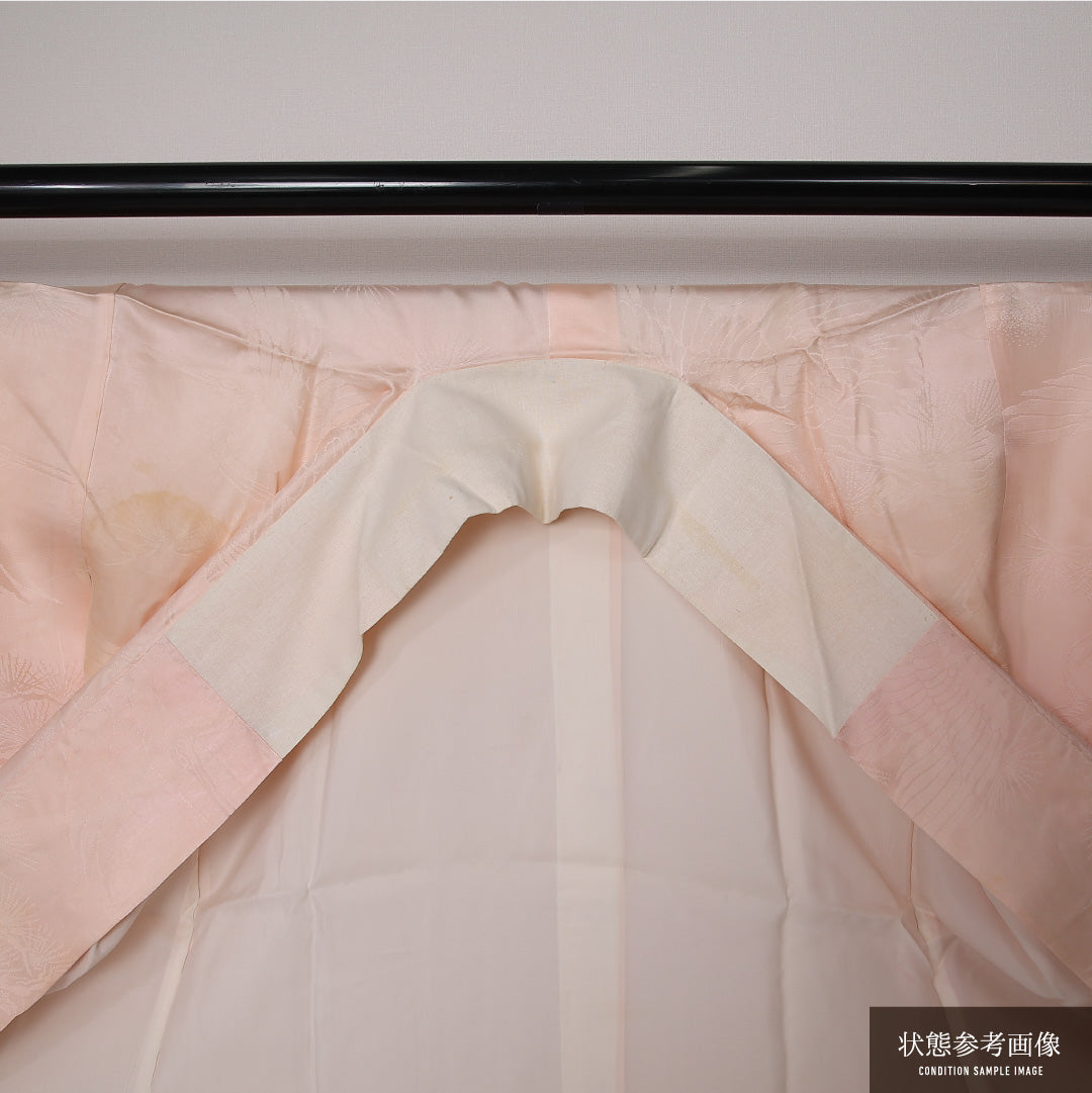 長襦袢 袷 身丈119cm 裄丈63cm 正絹 Cランク XSサイズ 鶴 松 ピンク系 LP 1239-12700