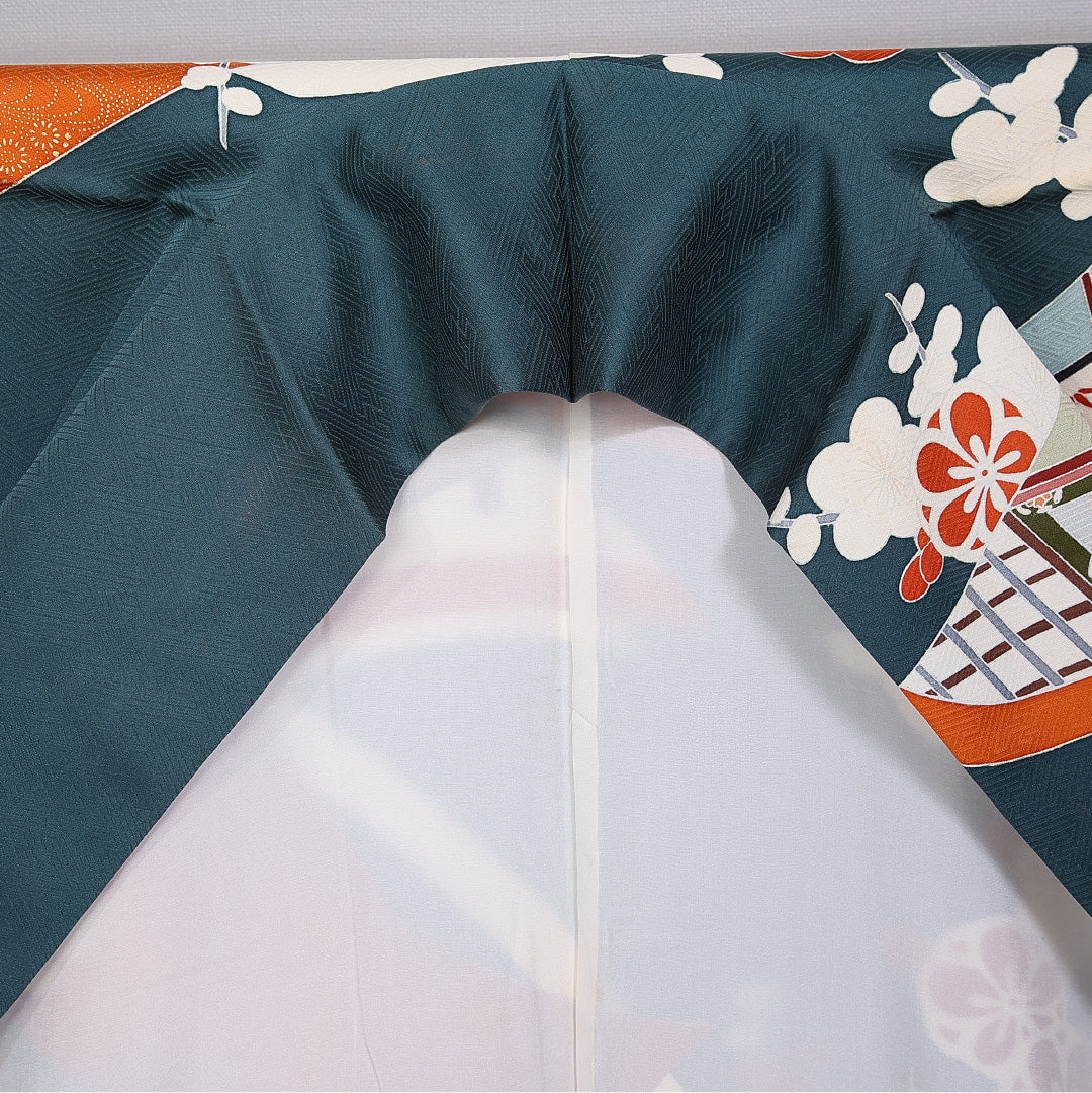 振袖 身丈162cm 裄丈66cm 袷 正絹 Bランク 広衿 梅 吉祥文様 1213-F0298