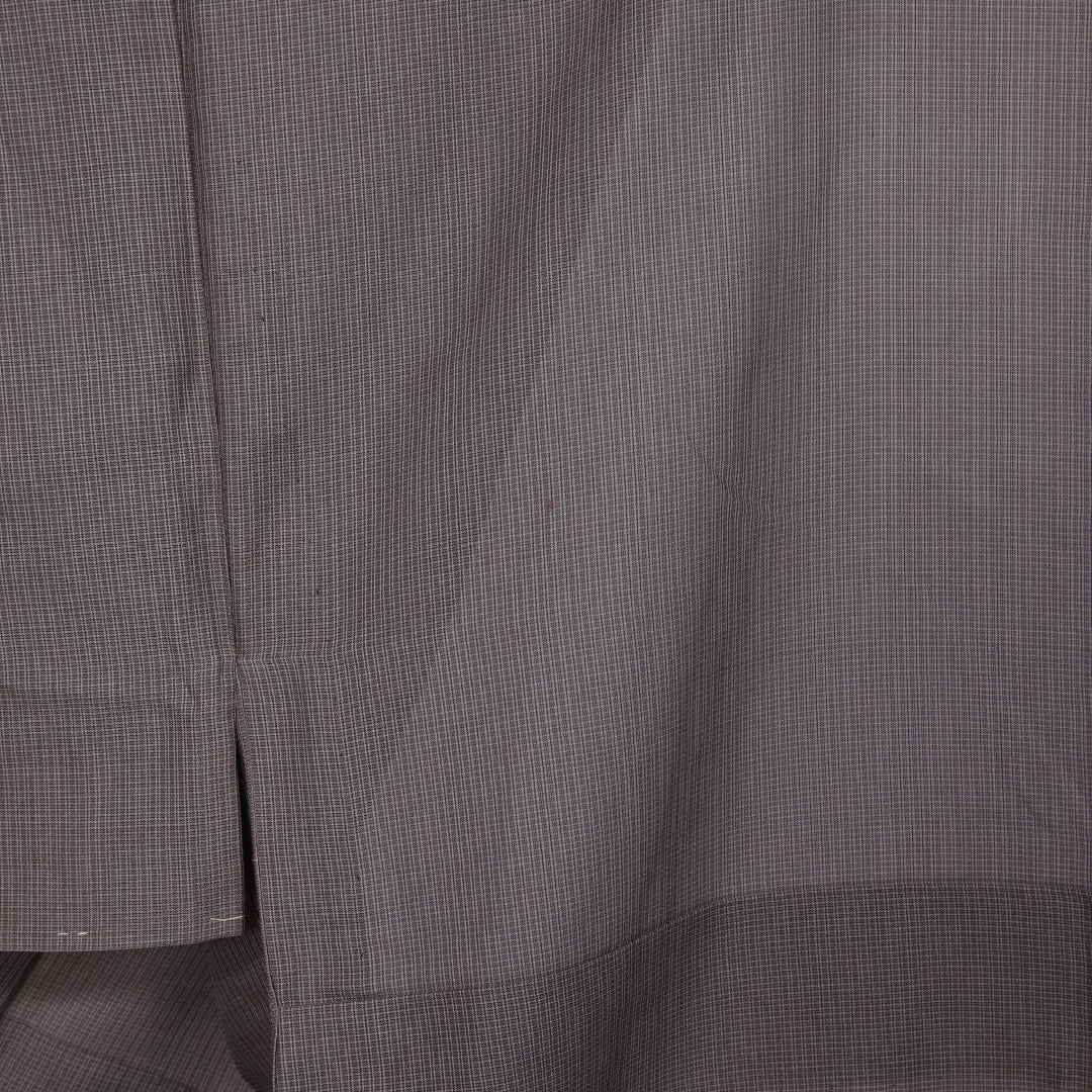 男着物 夏物 紗 身丈134cm 裄丈67cm 正絹 Sランク XSサイズ バチ衿 カジュアル 縞 クリーム系 茶系 1219-06290