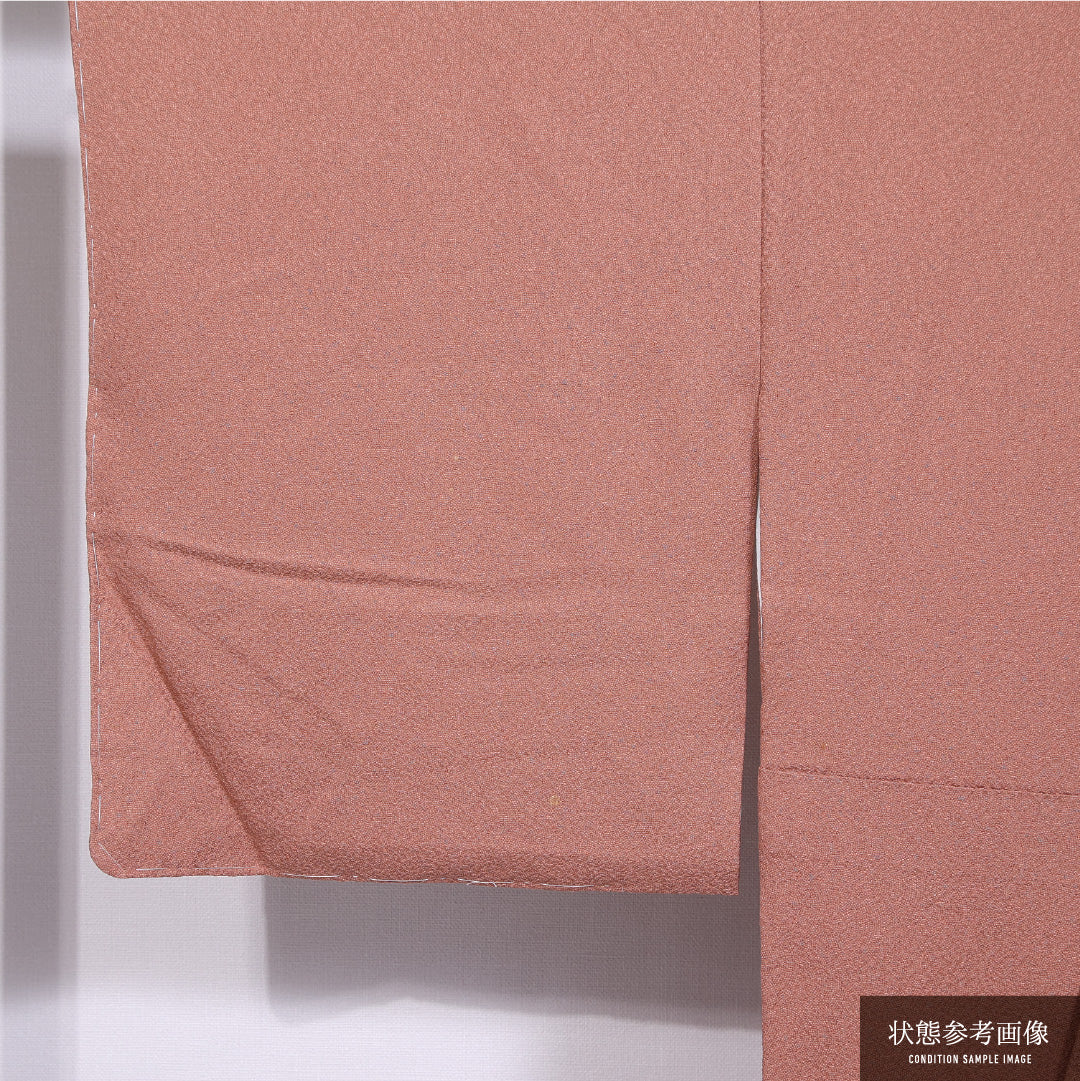 江戸小紋 (鮫) 袷 身丈153cm 裄丈63cm 正絹 Cランク 一つ紋 (蔦) セミフォーマル 広衿 Sサイズ 朱系 LP 1220-11871