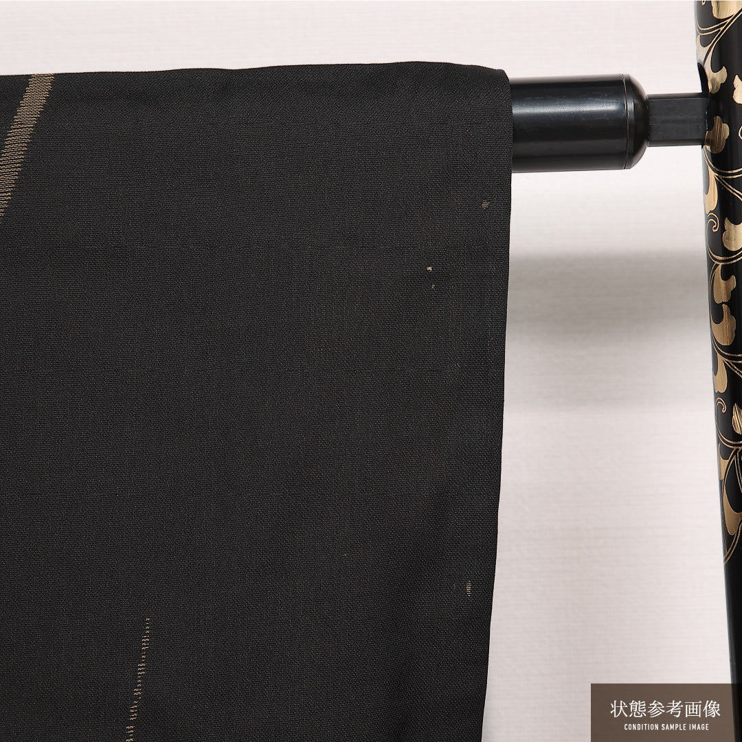 お召 袷 身丈149cm 裄丈62cm 正絹 Dランク インフォーマル 広衿 XSサイズ 花柄 黒系 LP 1222-13284