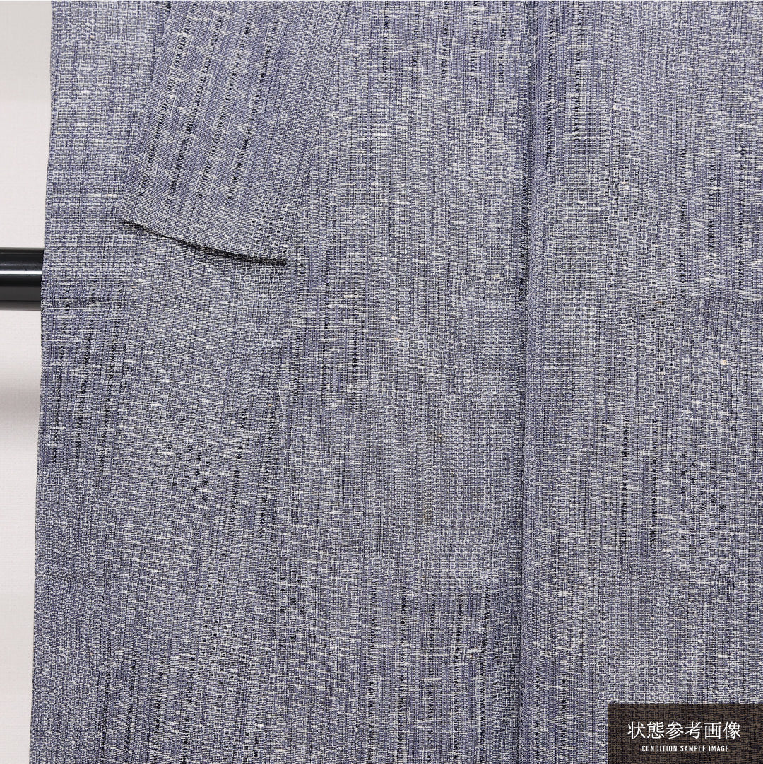 紬 単衣 身丈146cm 裄丈63cm 正絹 Cランク カジュアル 広衿 XSサイズ 居敷当て 亀甲 グレー系 HP 1223-13298