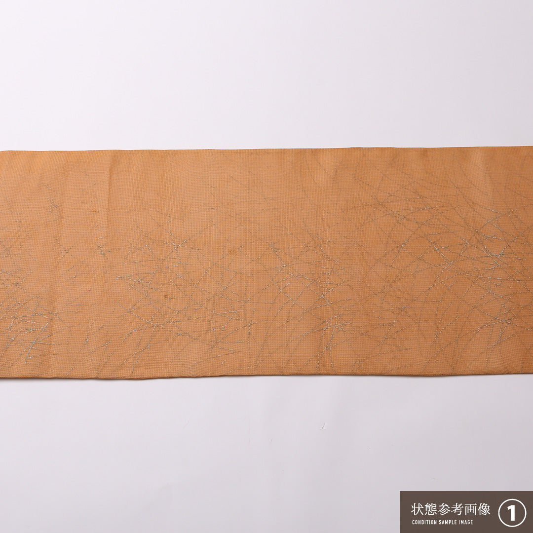 夏物 袋帯 帯丈464cm 正絹 ポイント柄 インフォーマル 琳派 丸文 杜若 椿 朱系 1243-01552