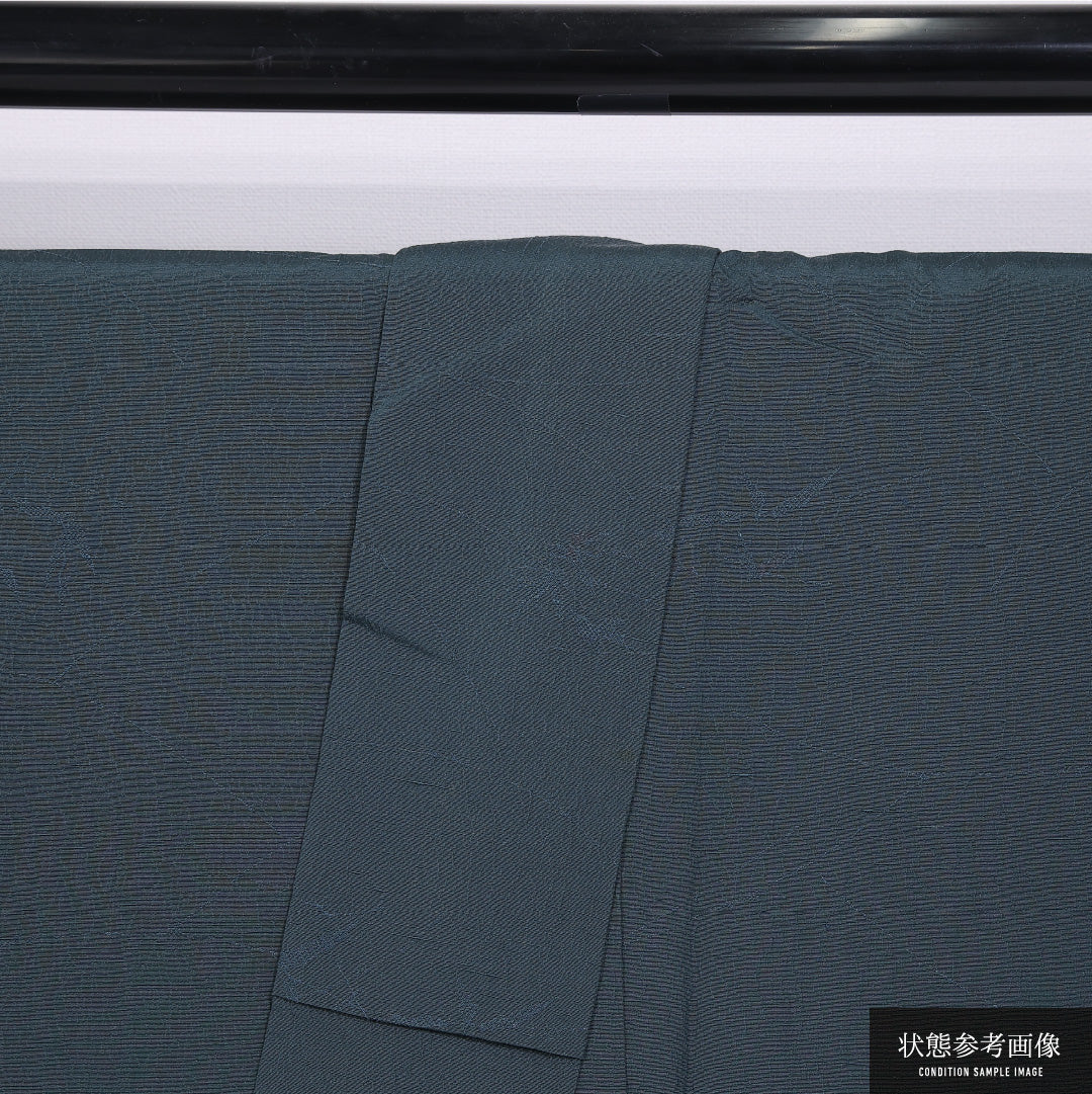 小紋 袷 身丈154cm 裄丈63cm 正絹 Bランク インフォーマル 広衿 Sサイズ 創作柄 緑系 RP 1221-11770