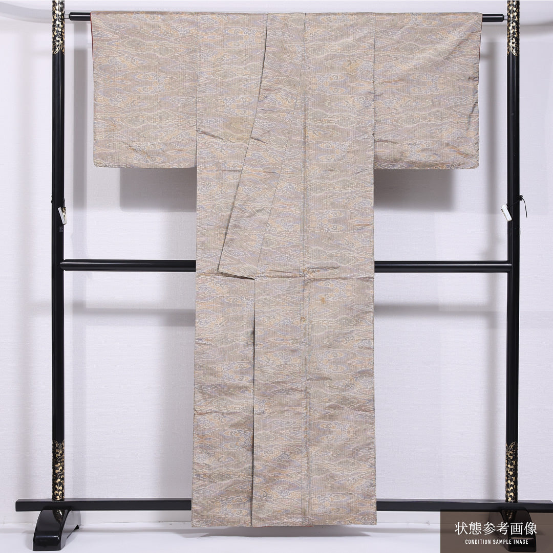付下げ 袷 身丈152cm 裄丈62cm 正絹 Cランク インフォーマル バチ衿 Sサイズ 汕頭刺繍 麻の葉 ピンク系 M4 1218-11626
