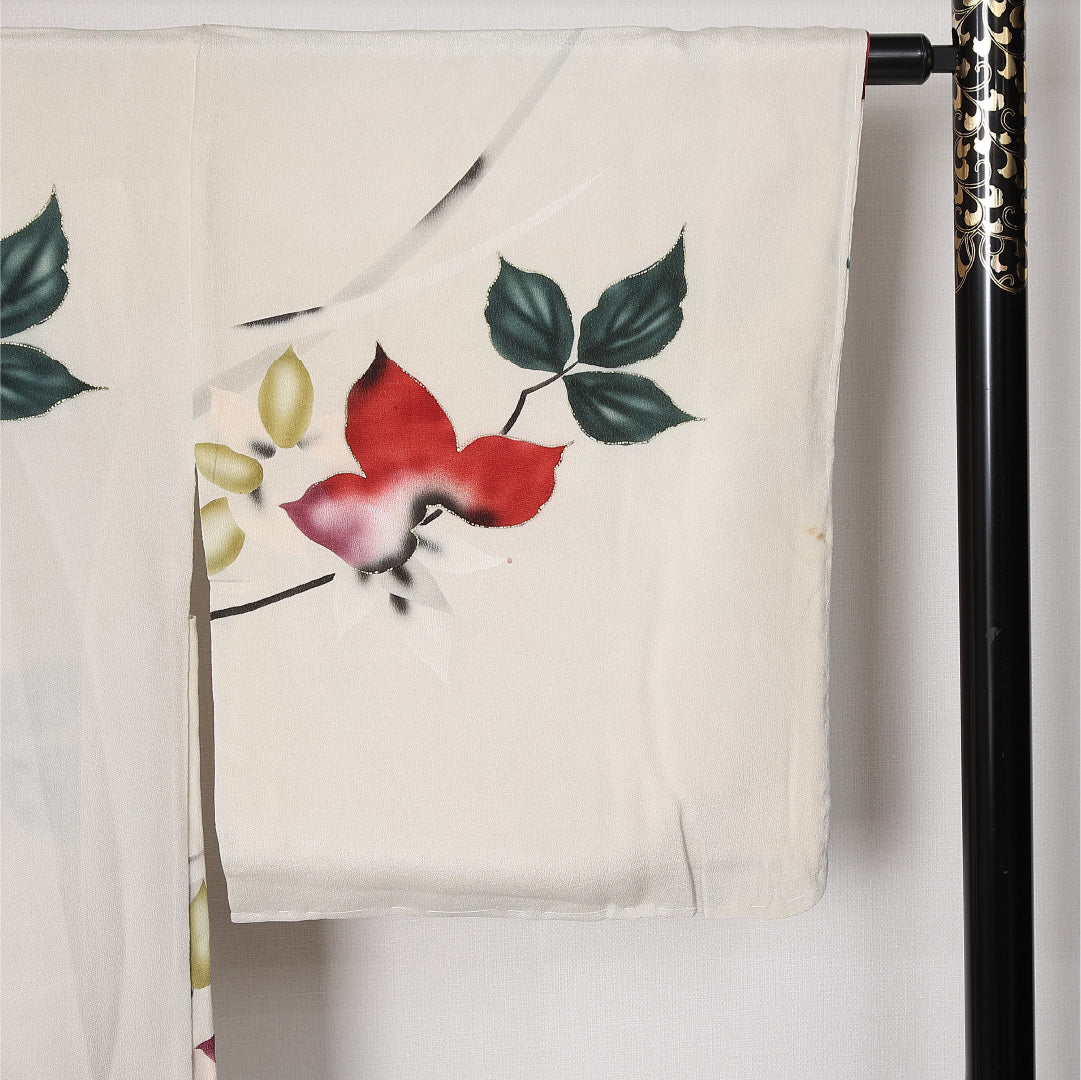 羽織 袷 身丈81cm 裄丈63cm 正絹 Cランク カジュアル Sサイズ 花柄 白系 LP 1232-12812