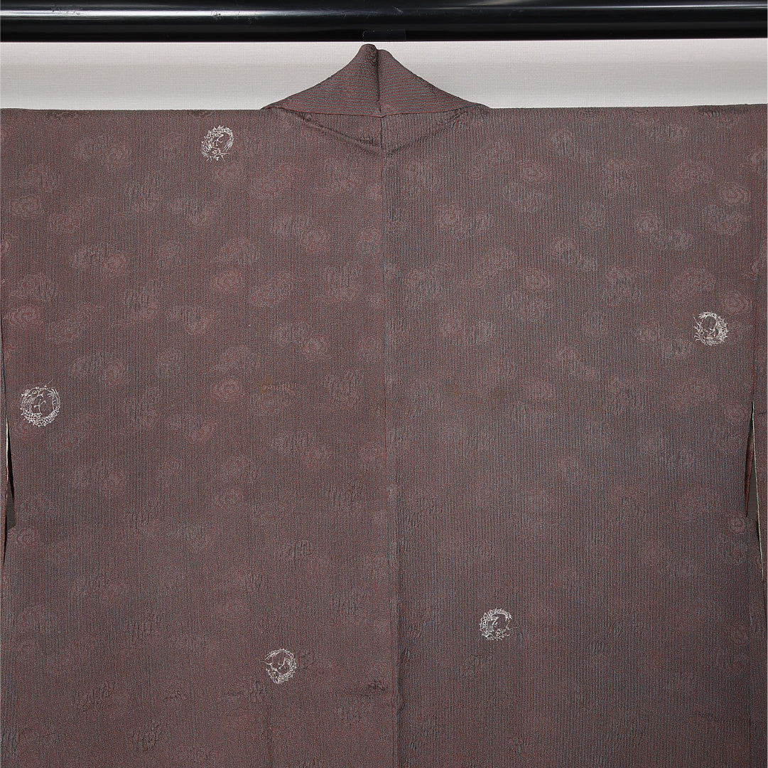 羽織 袷 身丈80cm 裄丈61cm 正絹 Cランク カジュアル Sサイズ 紐あり 龍 紫系 LP 1232-12791