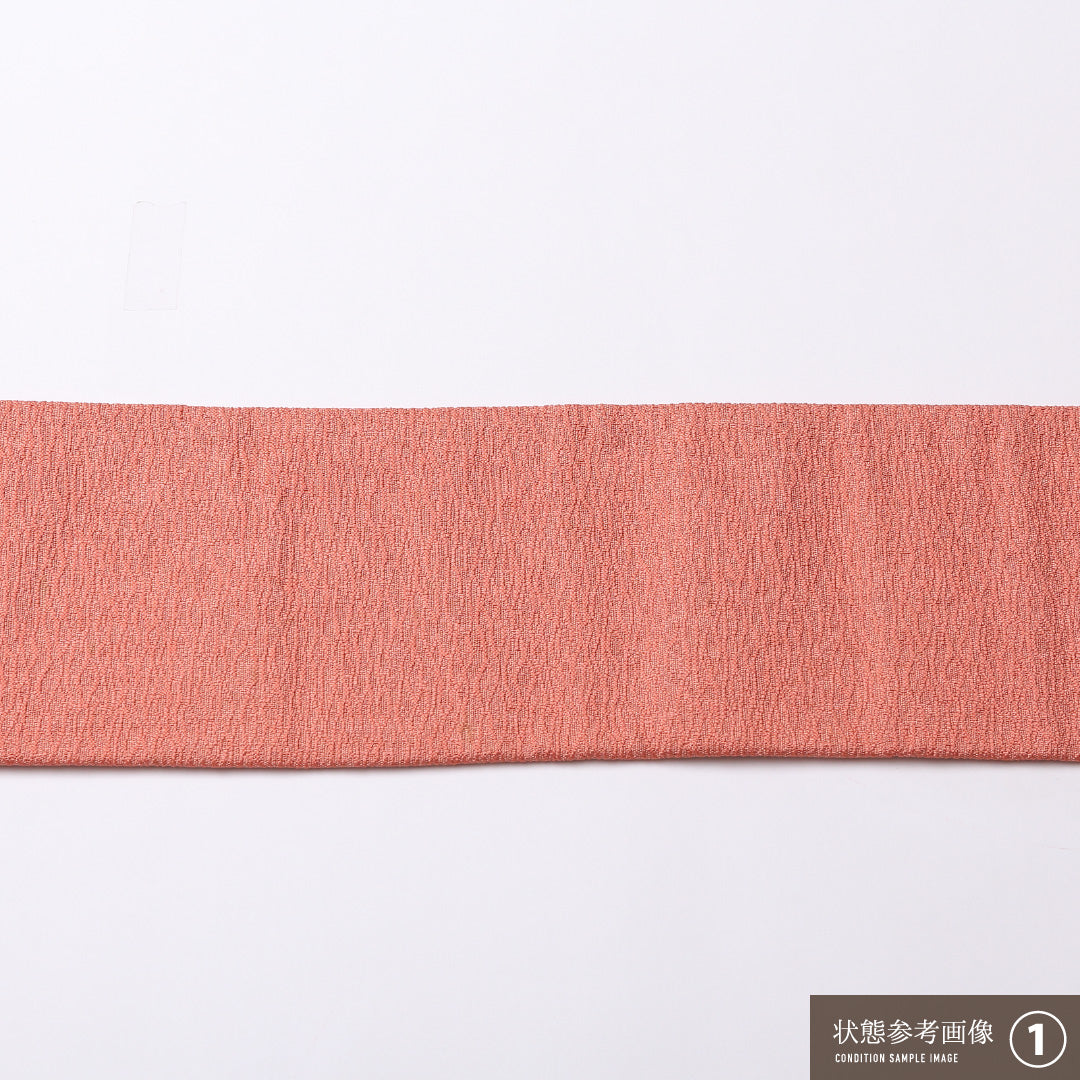 九寸名古屋帯 Aランク 帯丈330cm 正絹 ポイント柄 名古屋仕立て 織り インフォーマル 唐華 黄の混ざったピンク系 RP 1245-02709