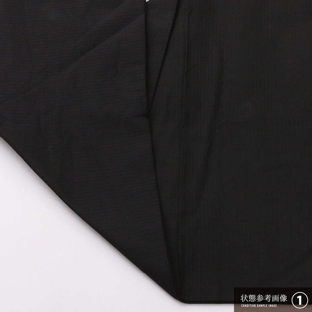 九寸名古屋帯 （夏帯） Aランク 帯丈367cm 正絹 ポイント柄 名古屋仕立て 織り 弔事用 家紋柄 五三桐 黒系 LP 1245-02389