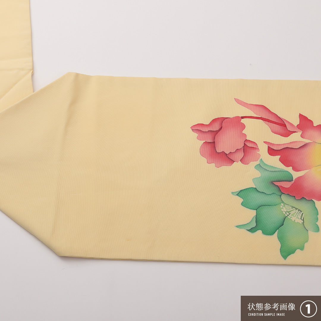 九寸名古屋帯 Aランク 帯丈362cm 正絹 ポイント柄 名古屋仕立て 染め インフォーマル 塩瀬 芙蓉 クリームに近いベージュ系 RP 1245-02214