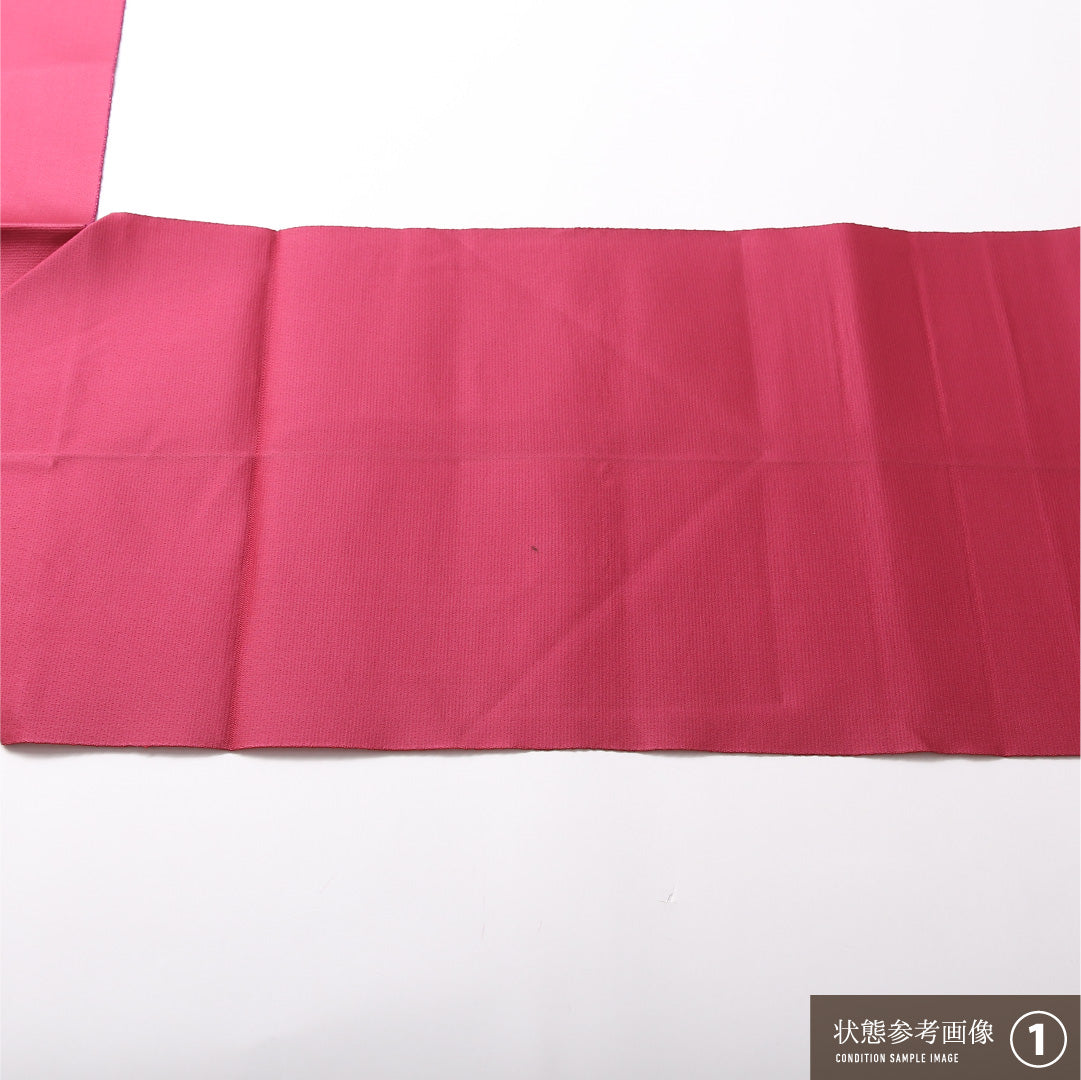 八寸名古屋帯 Bランク 帯丈334cm 正絹 ポイント柄 松葉仕立て 織り セミフォーマル 綴れ織 琳派 雲鶴 ピンク系 HP 1245-03059