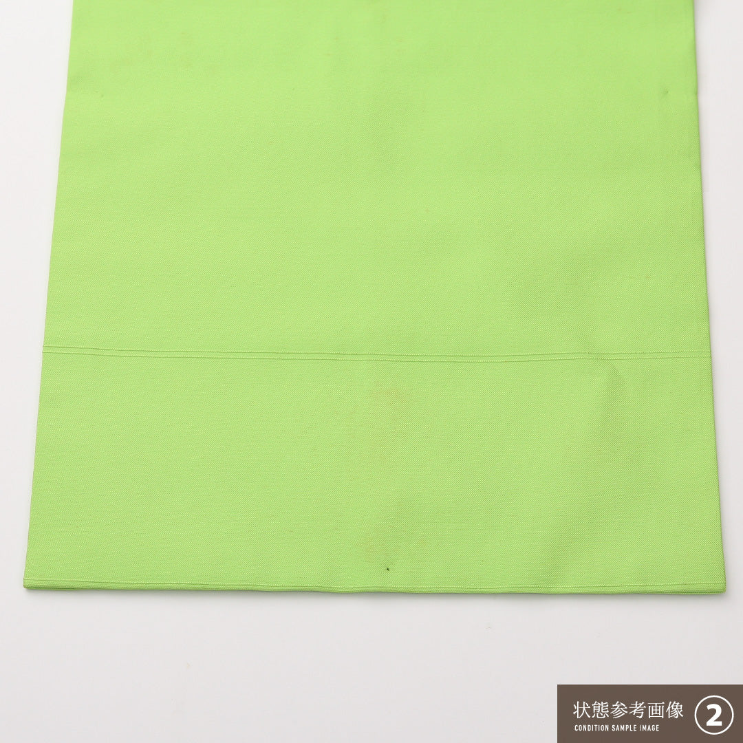九寸名古屋帯 Bランク 帯丈360cm 正絹 ポイント柄 名古屋仕立て 織り セミフォーマル 菊 緑系 LP 1245-02207