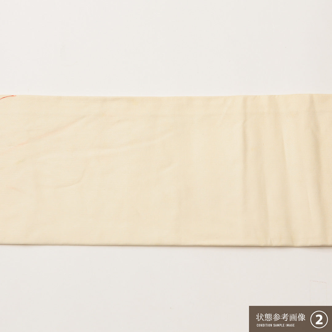 九寸名古屋帯 Aランク 帯丈355cm 正絹 ポイント柄 名古屋仕立て 染め インフォーマル 平安絵巻 クリーム系 RP 1245-02021