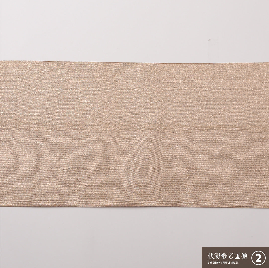 八寸名古屋帯 Bランク 帯丈380cm 正絹 ポイント柄 松葉仕立て 織り セミフォーマル 綴れ織 花筏 唐草華文 ベージュ系 RP 1245-02210
