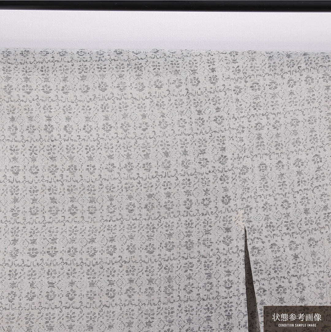 紬 身丈149cm 裄丈60.5cm XS 麻 Cランク 単衣 洗える着物 バチ衿 ちぢみ 創作 レトロ 1216-11239