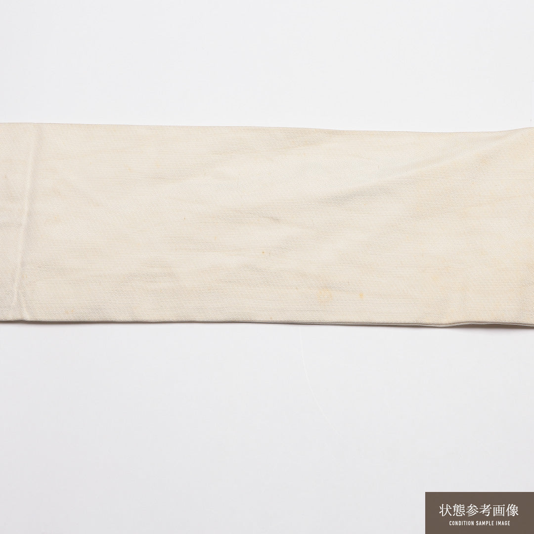 アンティーク 九寸名古屋帯 Cランク 帯丈326cm 正絹 六通 名古屋仕立て 織り 綴れ織 唐華 朱系 GP 1245-01804