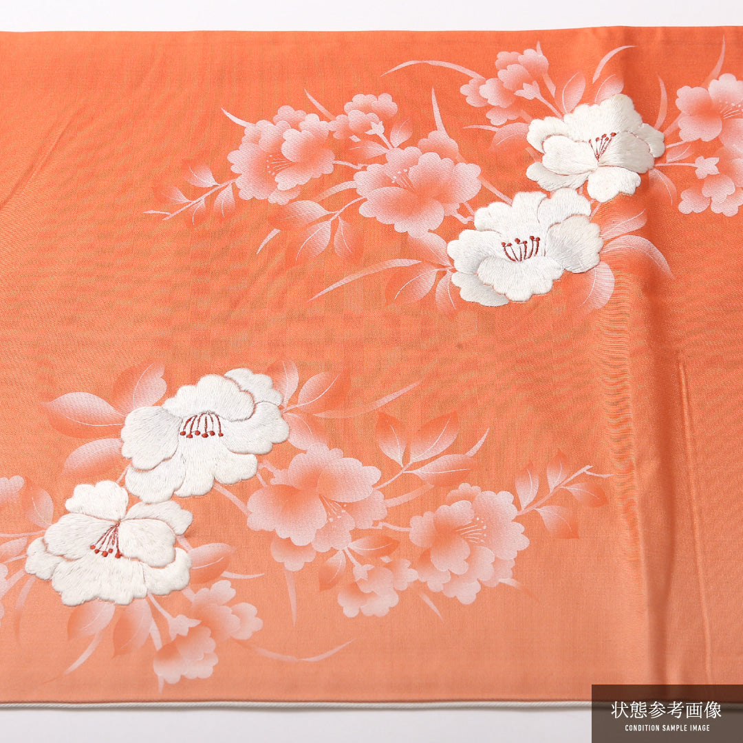 袋帯 帯丈426cm 正絹 六通 セミフォーマル 牡丹 朱系 1243-01712