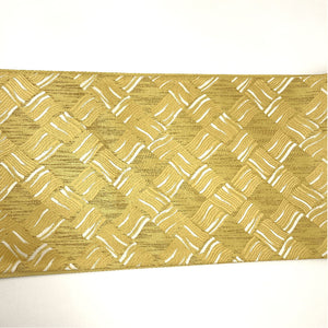 （未仕立て）袋帯 古典 幾何学模様 446cm 正絹 NEWランク 六通 セミフォーマル 黄系 1123002481323