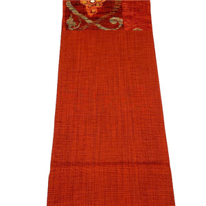 袋帯 櫛織 抽象模様 432cm 正絹 Sランク 六通 カジュアル 赤系 1123004552312