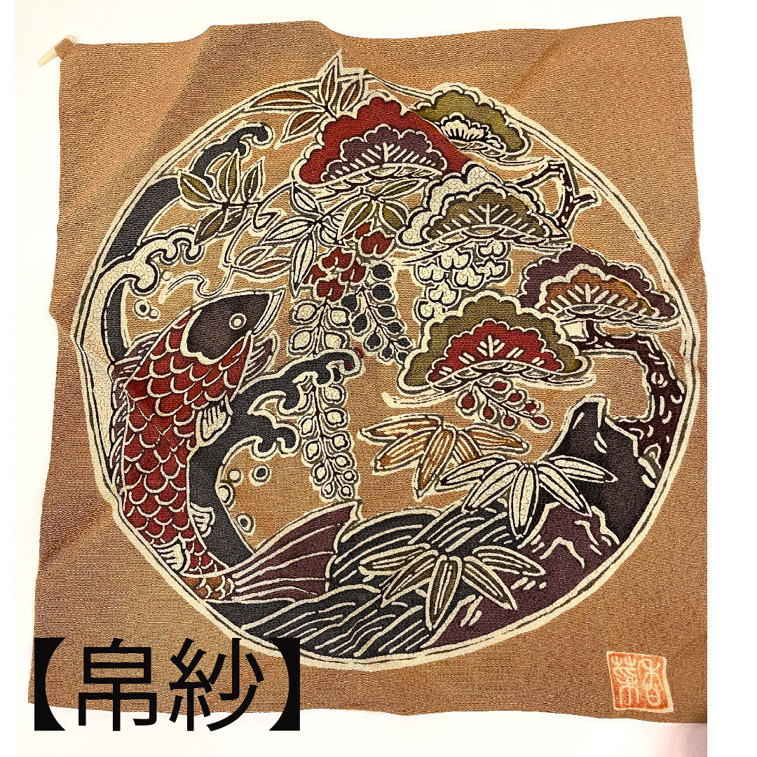 小紋 身丈150～154cm 裄丈～62cm 袷  松竹梅 花籠 帛紗付き  正絹 Sランク 茶系 1115002042214