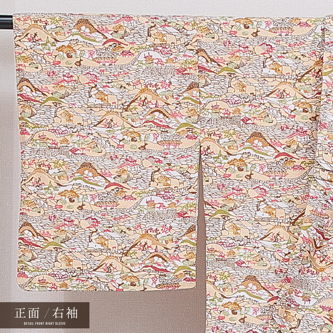 洗える着物 小紋 袷 身丈158cm 裄丈63cm ポリエステル Sランク インフォーマル 広衿 Mサイズ 茶屋辻 多色系 RP 1221-15999