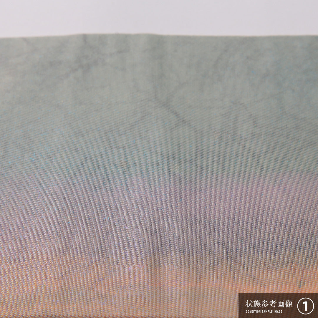 九寸名古屋帯 帯丈349cm カジュアル 名古屋仕立て ポイント柄 Aランク 正絹 抽象柄 クリーム系 1224-03199