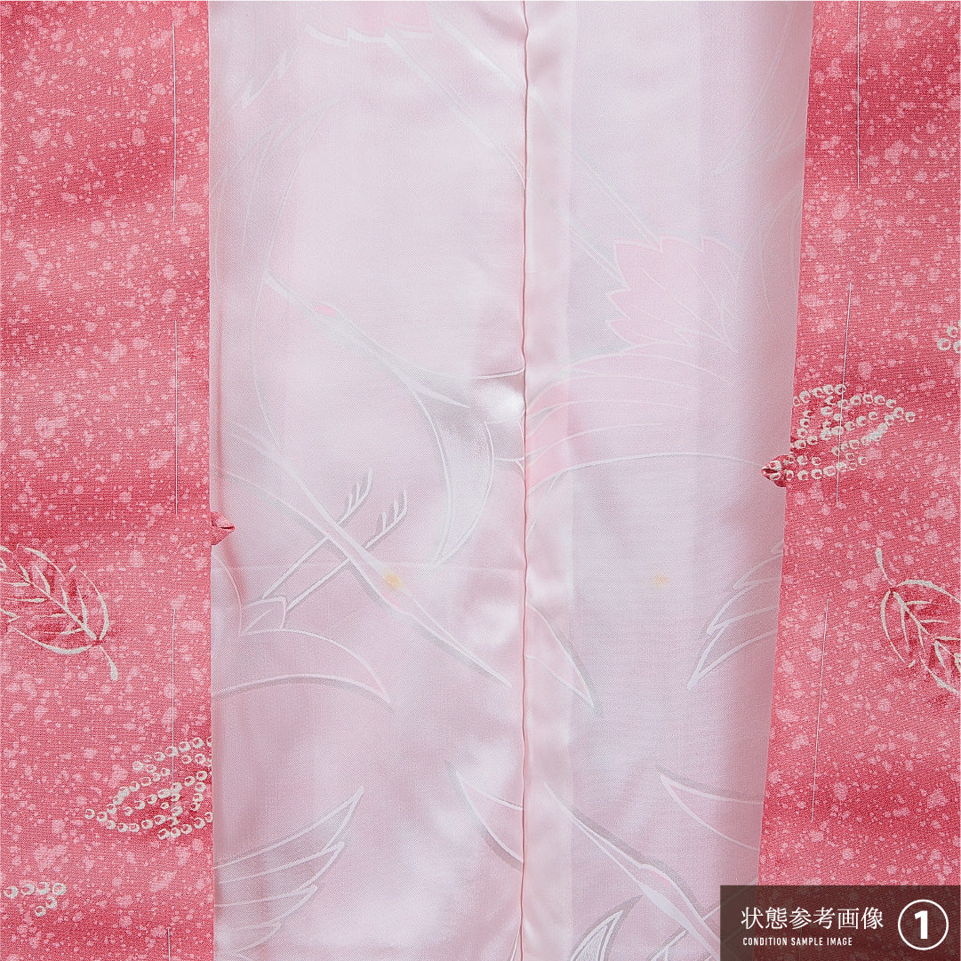 羽織 袷 身丈78cm 裄丈62cm 正絹 Sランク カジュアル Sサイズ たたき染め 植物柄 ピンク系 RP 1232-16149